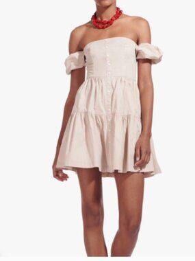 Staud Off-the-Shoulder Mini Dress – Puff Sleeve Tiered Dress